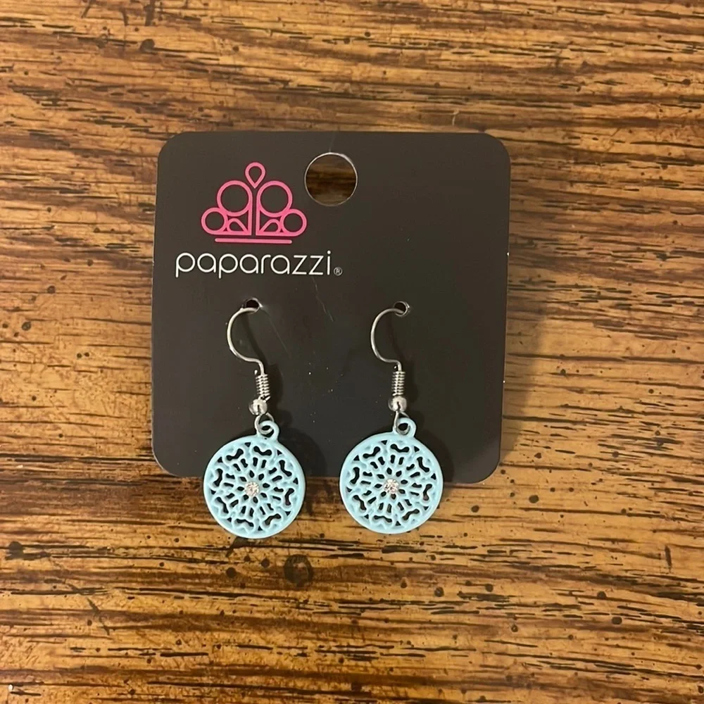 Paparazzi Light Blue Round Earrings